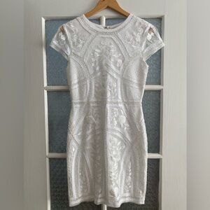 Like New - White Sequin Embroidered Bodycon mini dress
